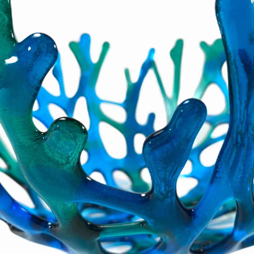 Coral Branch Bowl | Large Lagoon Mixed Color Glass