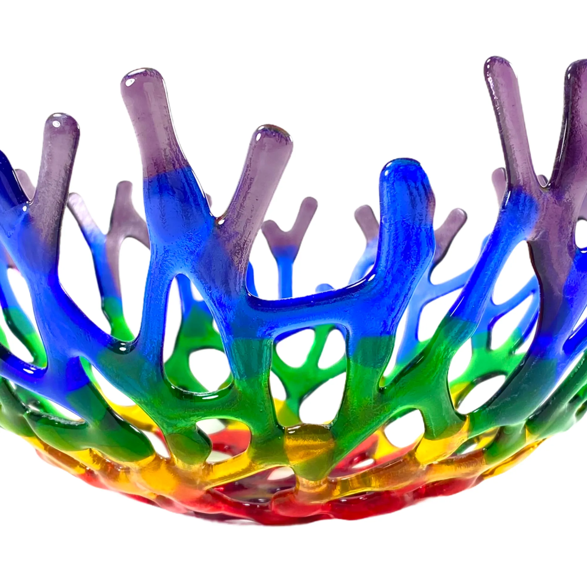 Coral Branch Bowl | Large Rainbow Mixed Color Glass