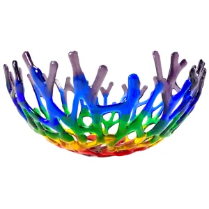 Coral Branch Bowl | Large Rainbow Mixed Color Glass