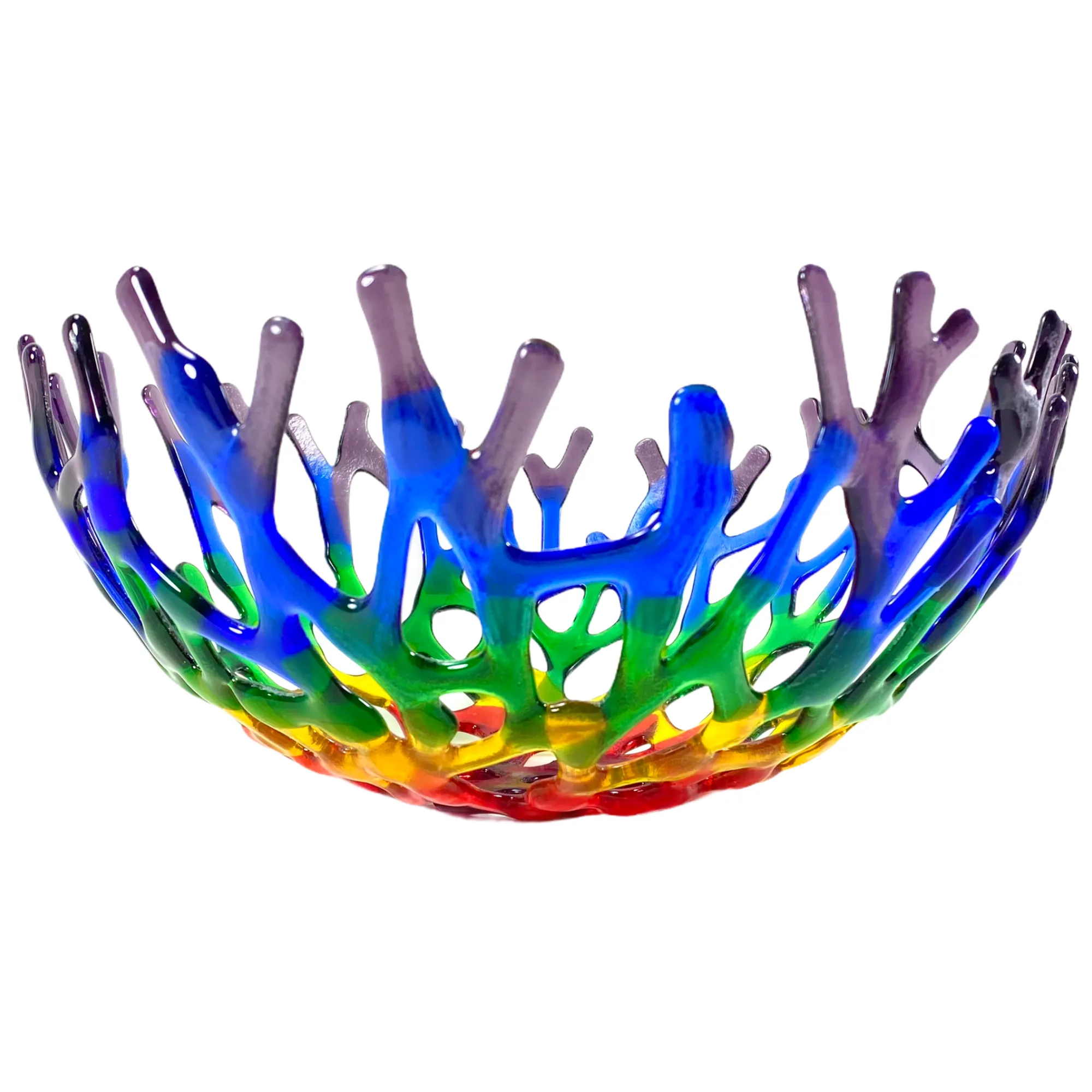 Coral Branch Bowl | Large Rainbow Mixed Color Glass
