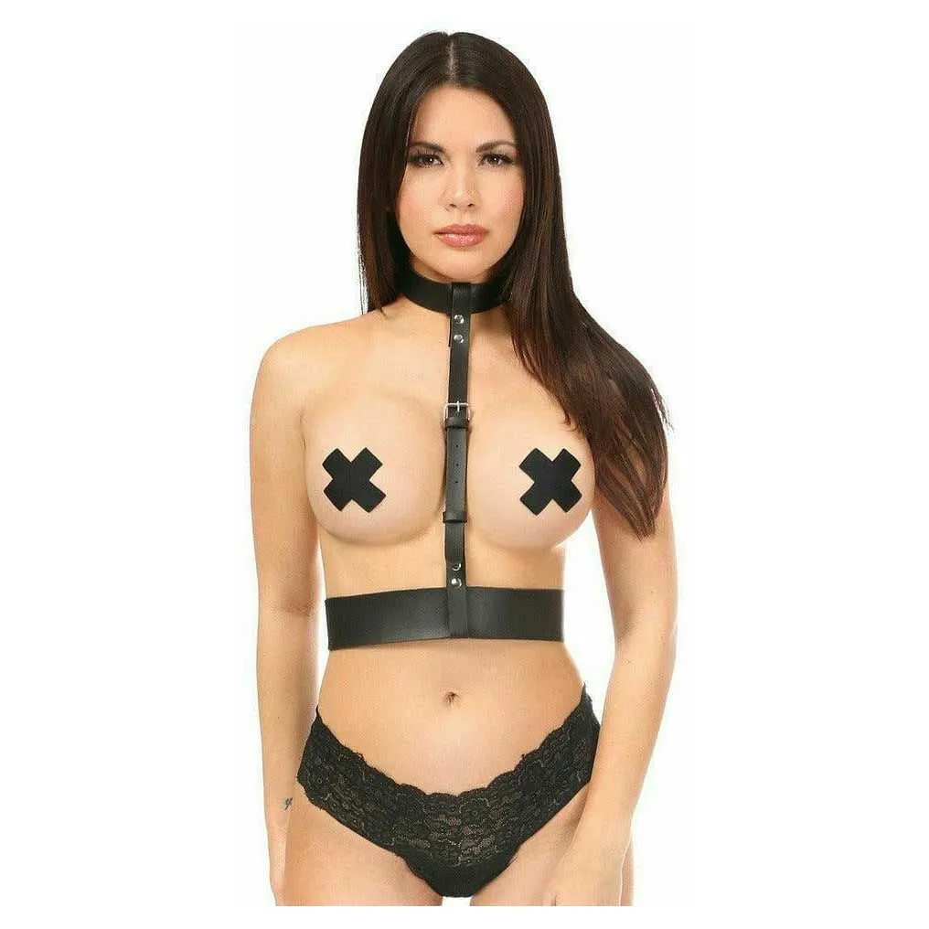 Daisy Corsets Single Strap Black Vegan Leather Body Harness