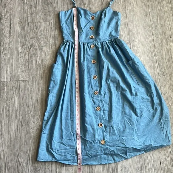 Davi and Dani Blue Chambray Jeans Button Up Dress Size S