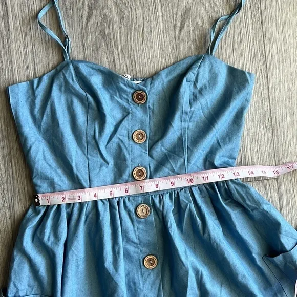 Davi and Dani Blue Chambray Jeans Button Up Dress Size S