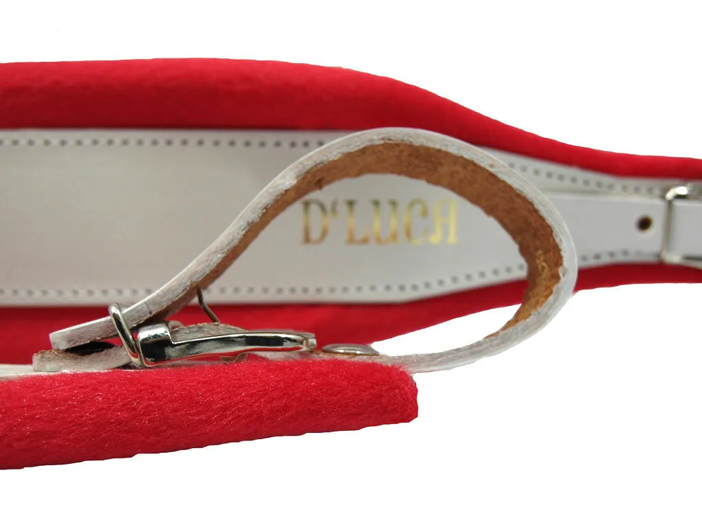 D'Luca Pro SG Series Genuine Leather Accordion Straps White/Red