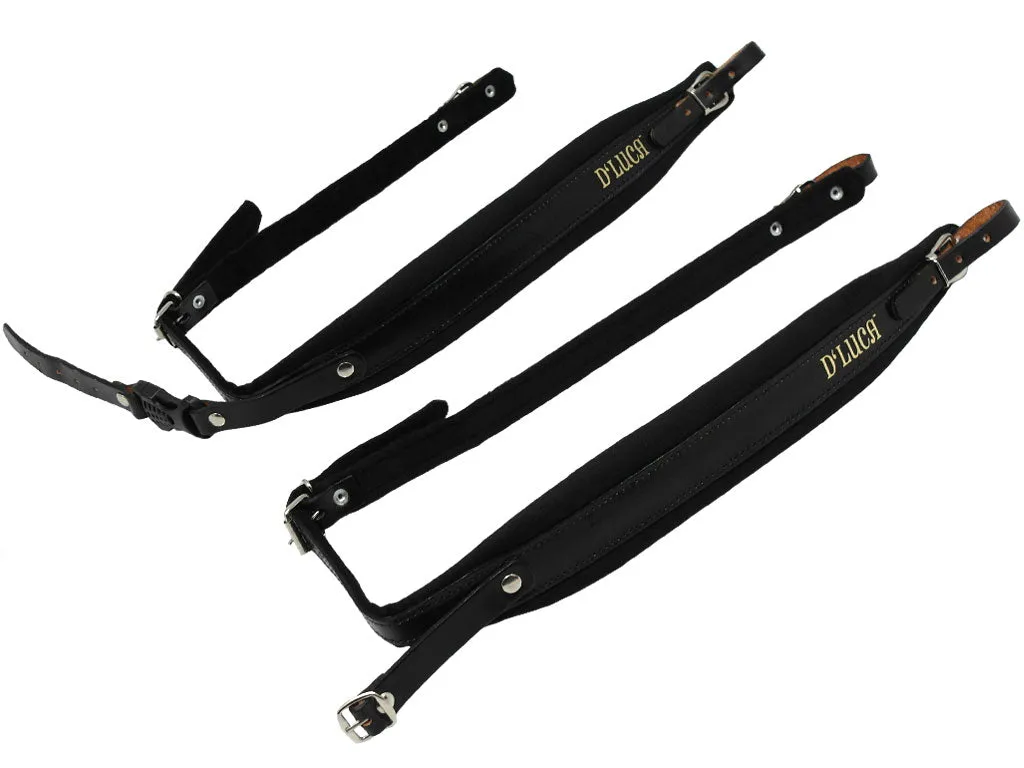 D'Luca Pro SM Series Genuine Leather Accordion Straps Black/Black