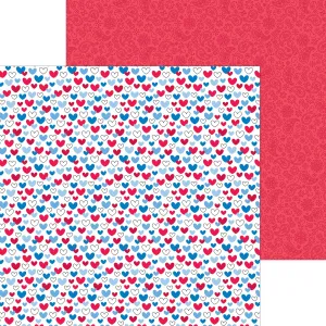 Doodlebug - Hometown USA Collection - 12x12 Single Sheets - I ❤️ America / 8542