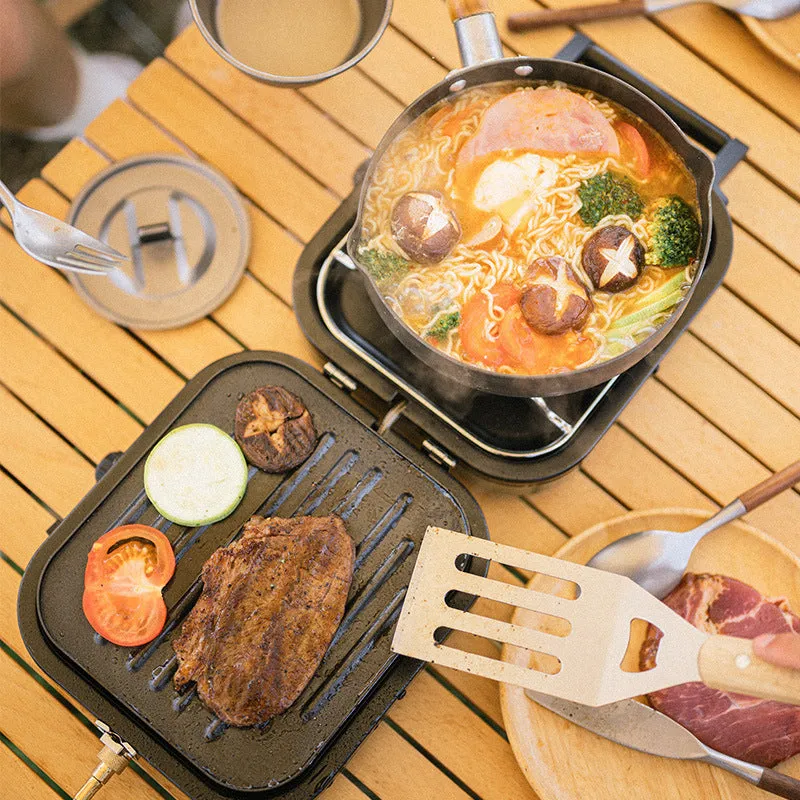 Double Fire Folding Gas Stove For Outdoor Portable Picnic