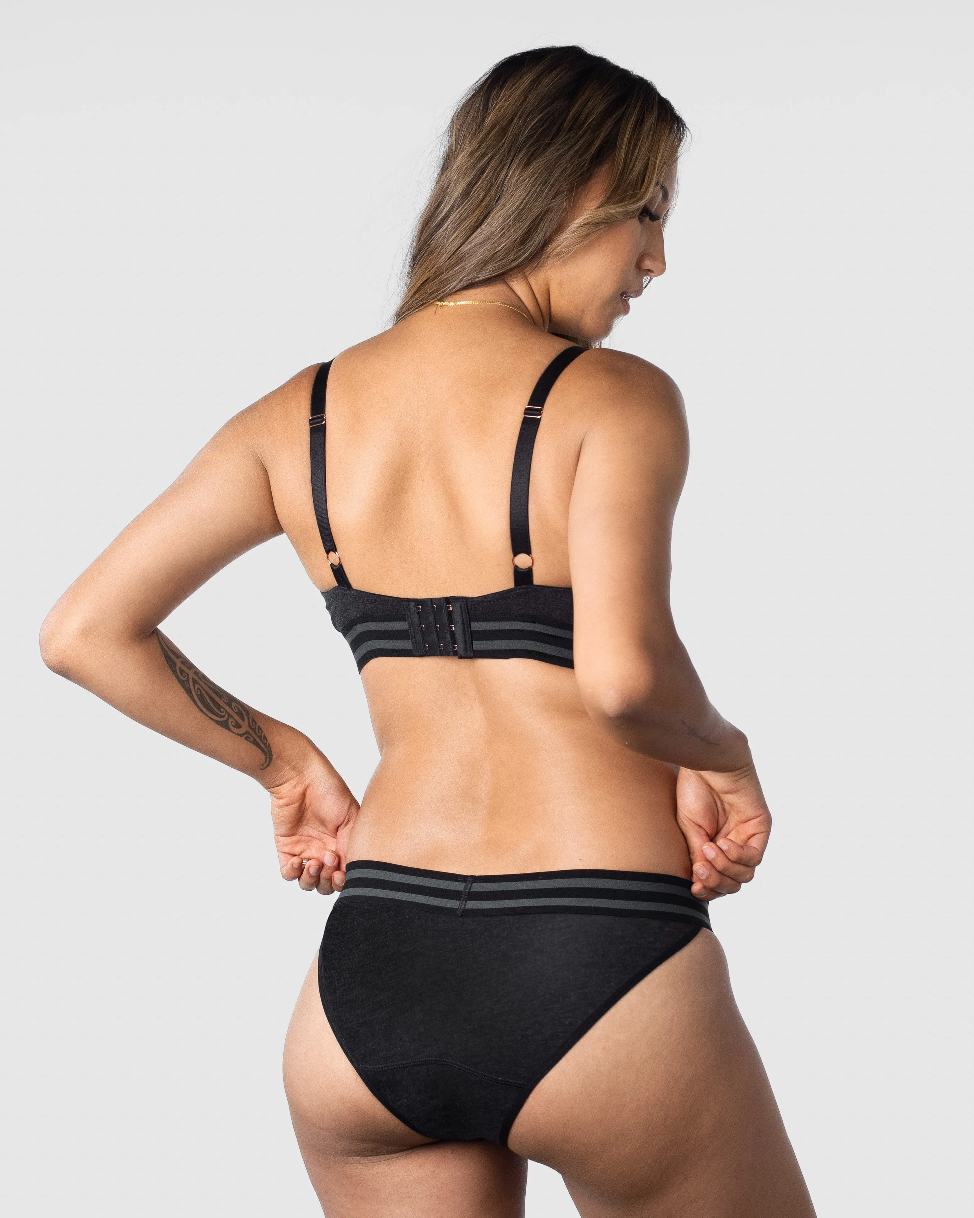 ELEVATE COTTON GREY MARLE MULTIFIT NURSING BRA - WIREFREE