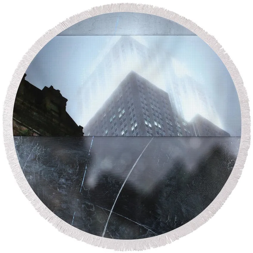Empire State Fog - Round Beach Towel