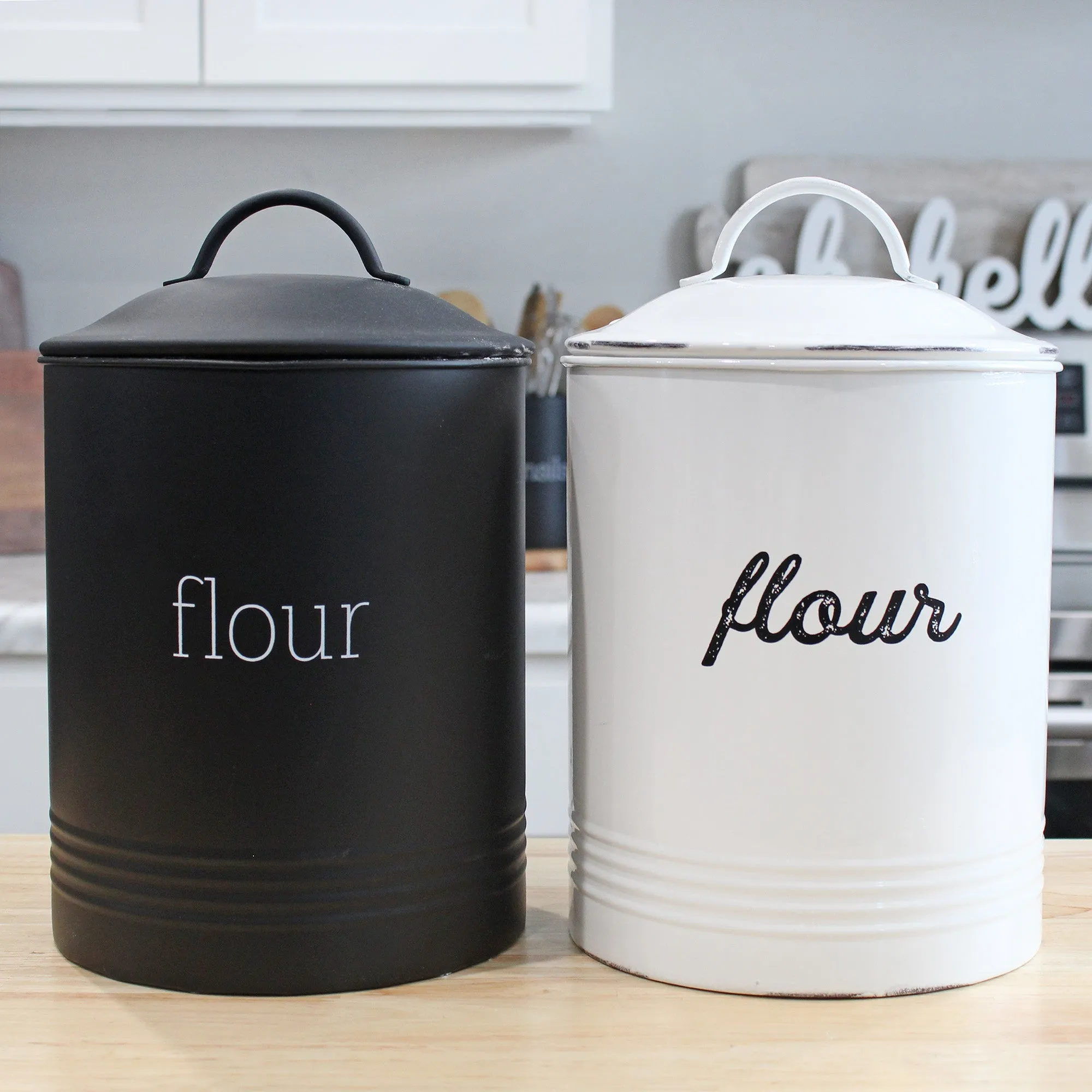 Enamelware Black Flour Canister (Case of 4)