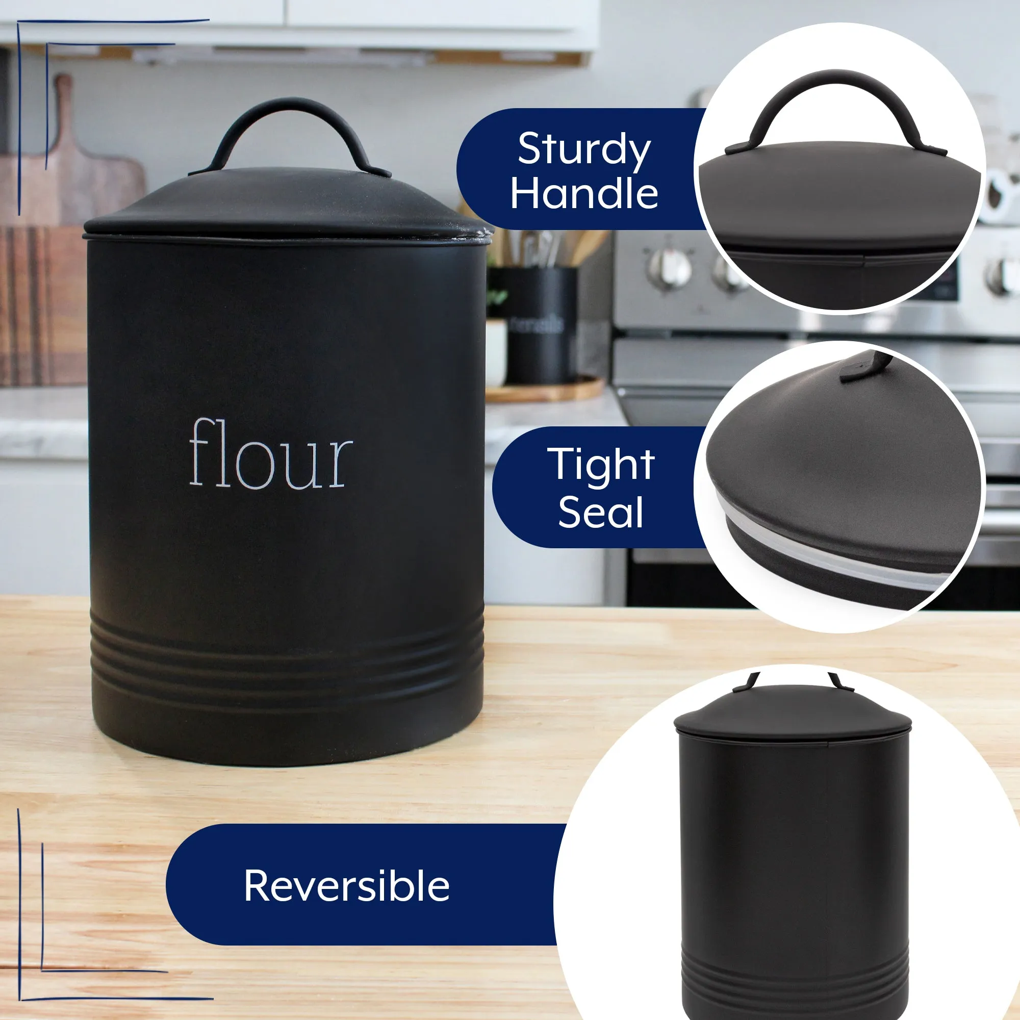 Enamelware Black Flour Canister (Case of 4)