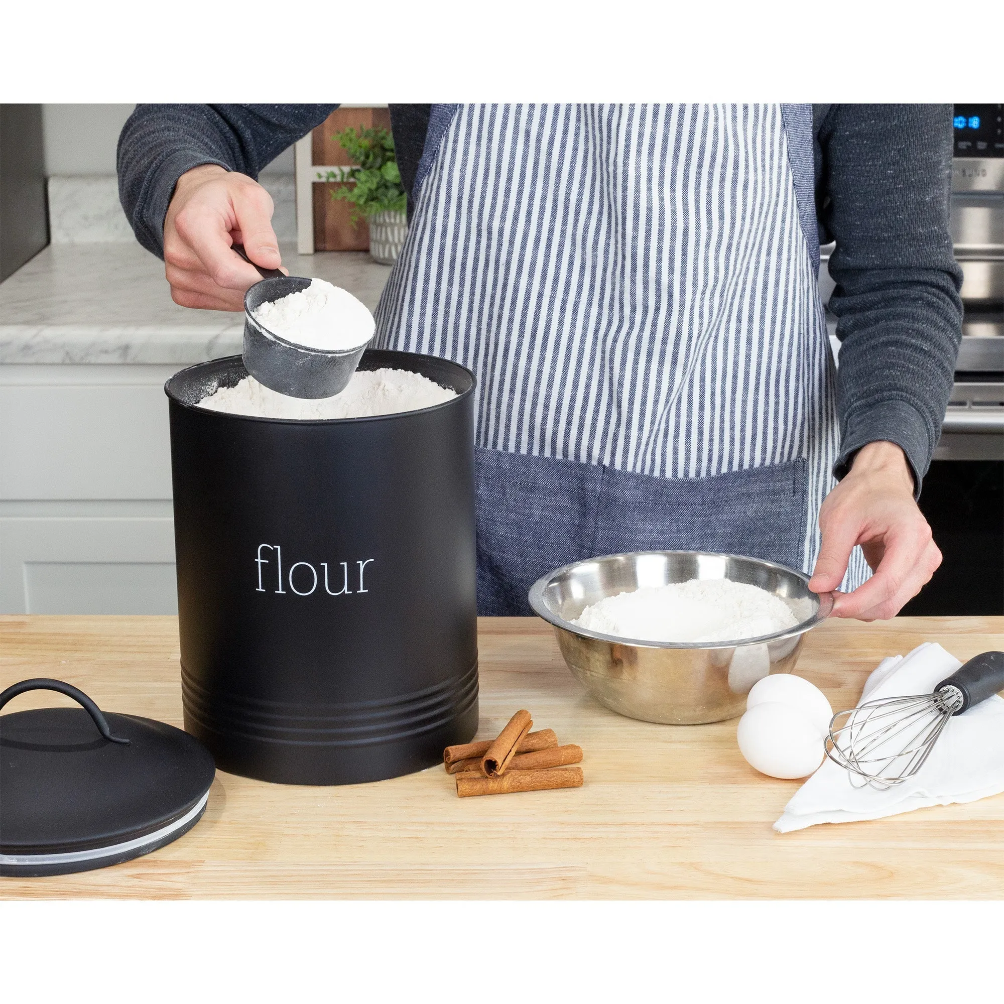 Enamelware Black Flour Canister (Case of 4)