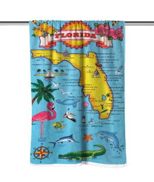 Florida Map Velour Beach Towel
