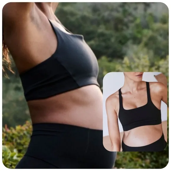 FP Movement X Hatch Black Never Better Square Neck Bra Size Large