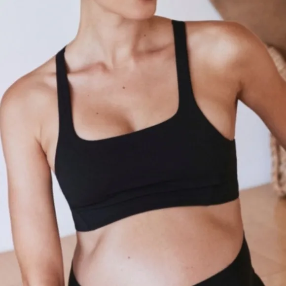 FP Movement X Hatch Black Never Better Square Neck Bra Size Large