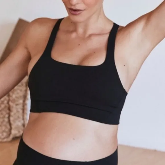 FP Movement X Hatch Black Never Better Square Neck Bra Size Large