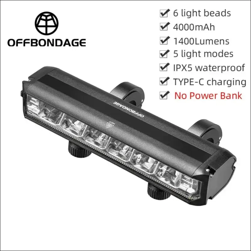 Front bicycle light - 900lumen, waterproof, usb charging, 2000mah battery