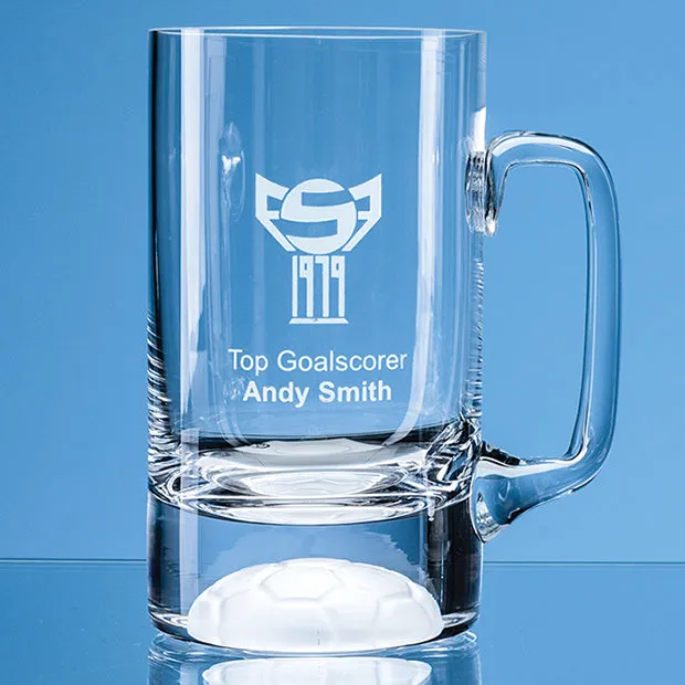 Half-Pint Engraved Football Glass Beer Tankard