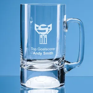 Half-Pint Engraved Football Glass Beer Tankard