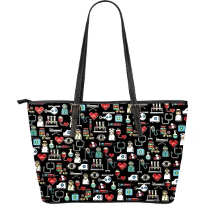 I love Nursing Black Leather Tote Bag