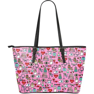 I love Nursing Pink Leather Tote Bag