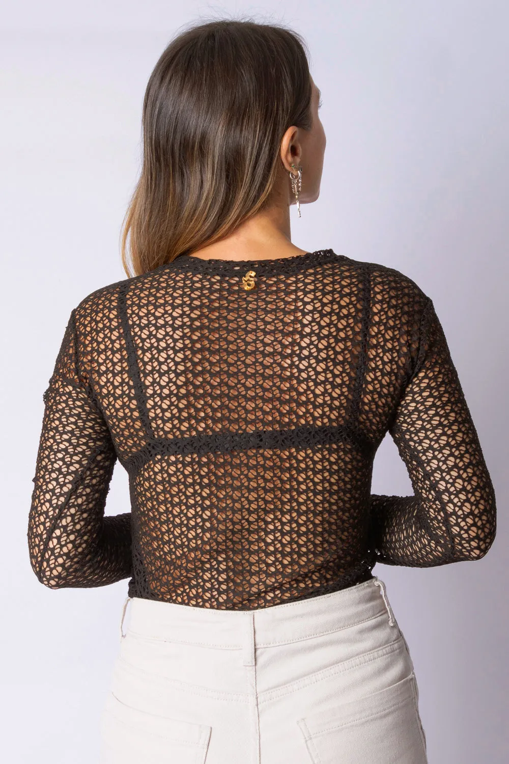 I'M BLACK MESH LONG SLEEVE SHIRT