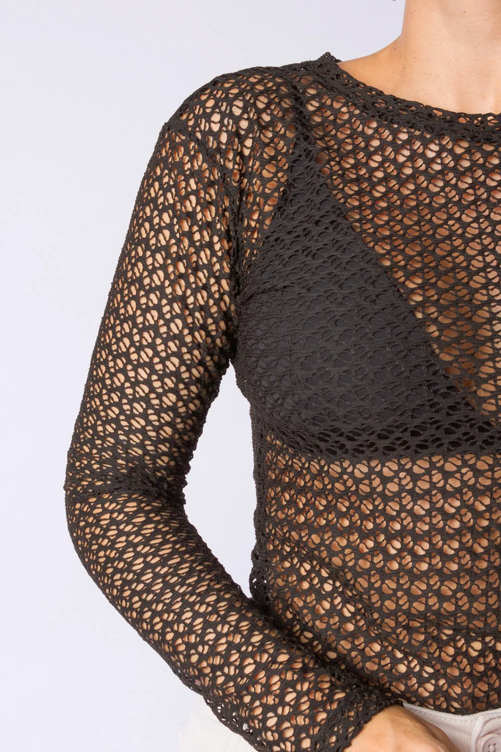 I'M BLACK MESH LONG SLEEVE SHIRT