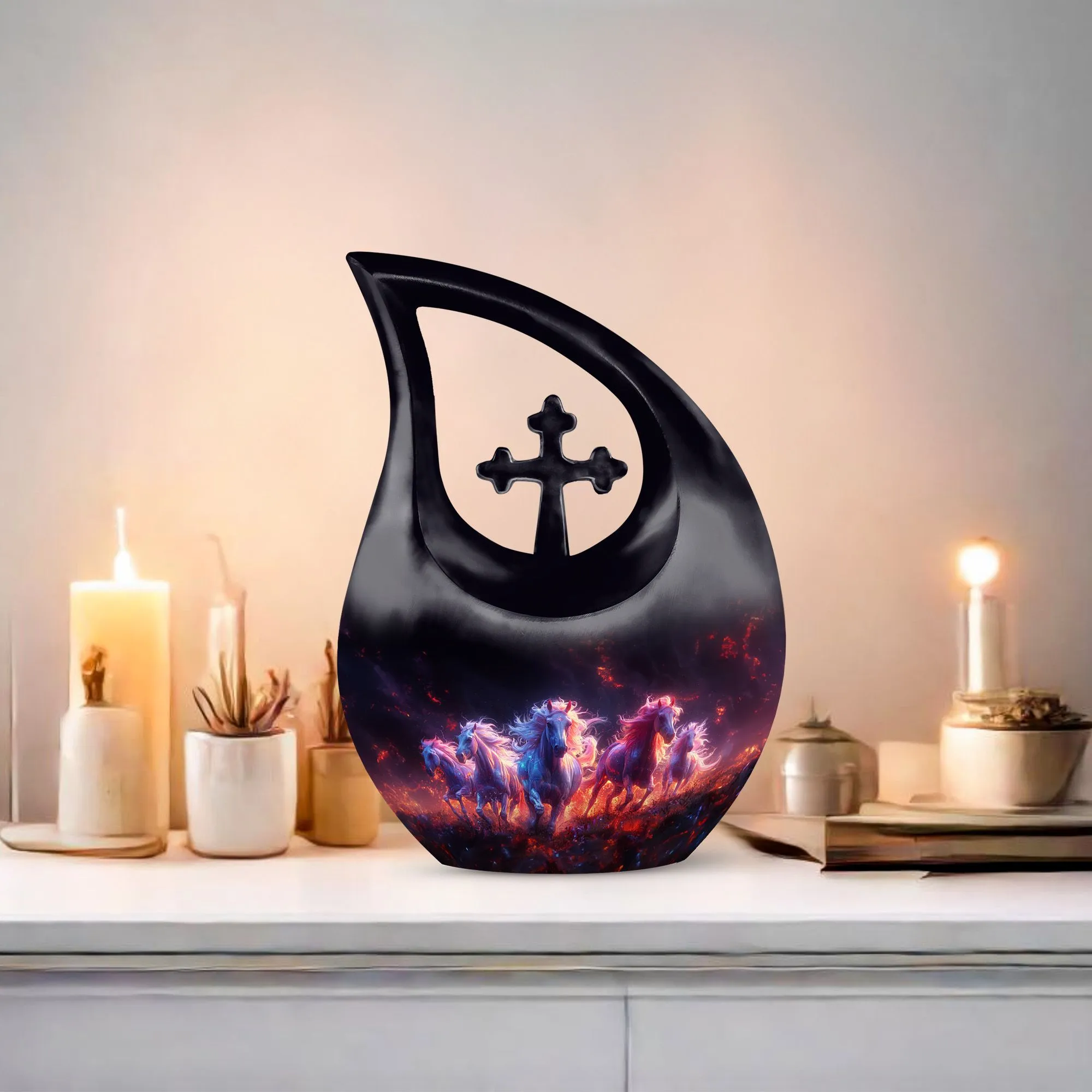 Inferno Equine Spirits Memorial Urn - Cremation Urn For Ashes