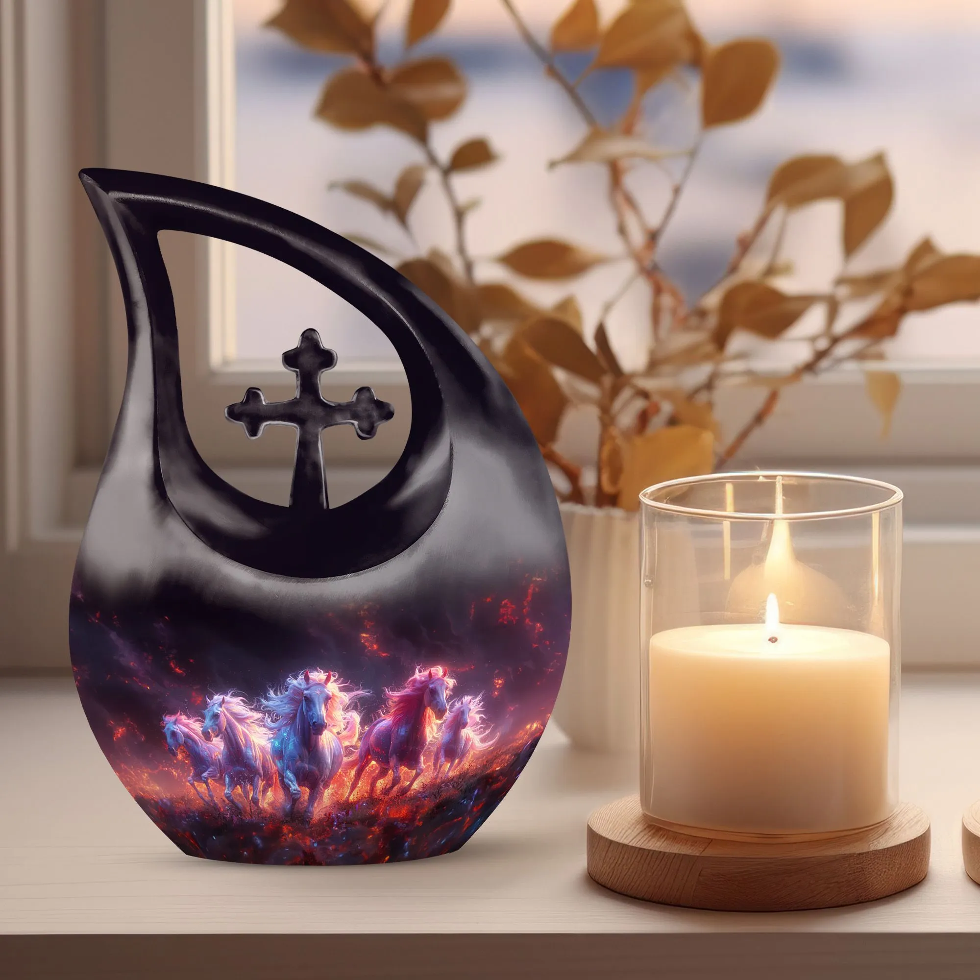 Inferno Equine Spirits Memorial Urn - Cremation Urn For Ashes