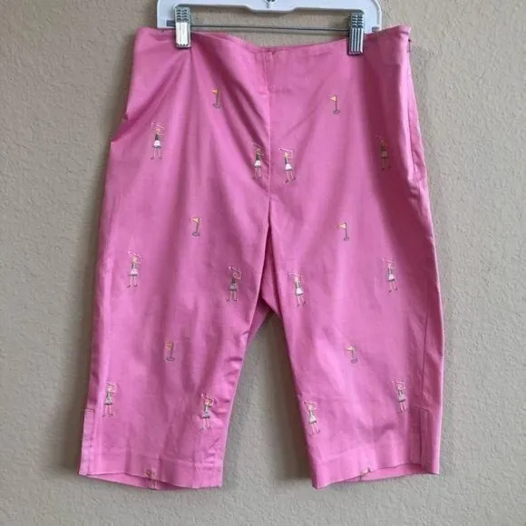 Island Republic Capri Pink Golf Print Long Shorts