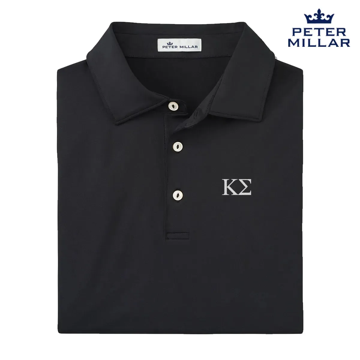 Kappa Sig Peter Millar Black Polo With Greek Letters