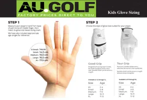 Kids Full Cabretta Leather and Cabretta Leather and microfibre Golf Gloves - All Sizes