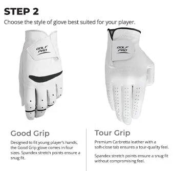 Kids Full Cabretta Leather and Cabretta Leather and microfibre Golf Gloves - All Sizes