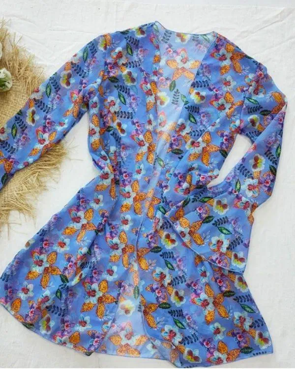 Kimono Strand Tunika Retro Flowers