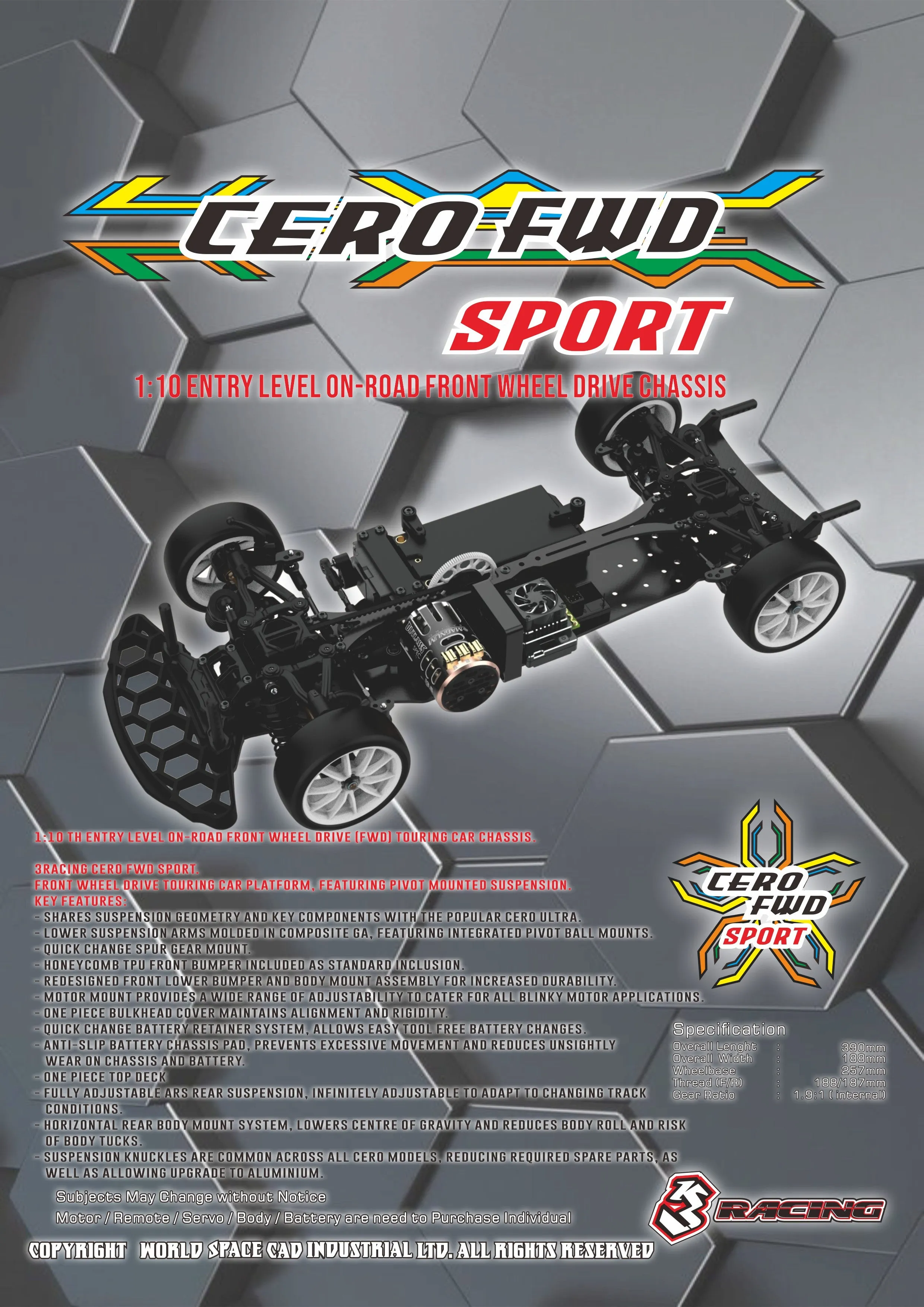 KIT-CERO FWD SPORT Cero FWD Sport 1:10 Entry Chassis