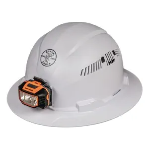 Klein Tools Hard Hat, Vented, Full Brim with Headlamp, 60407