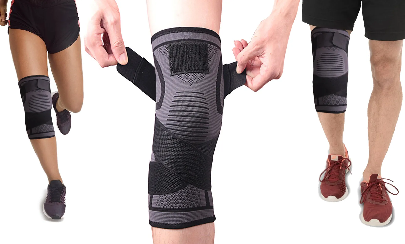 Knee Compression Stabilizing Sleeve with Adjustable Straps