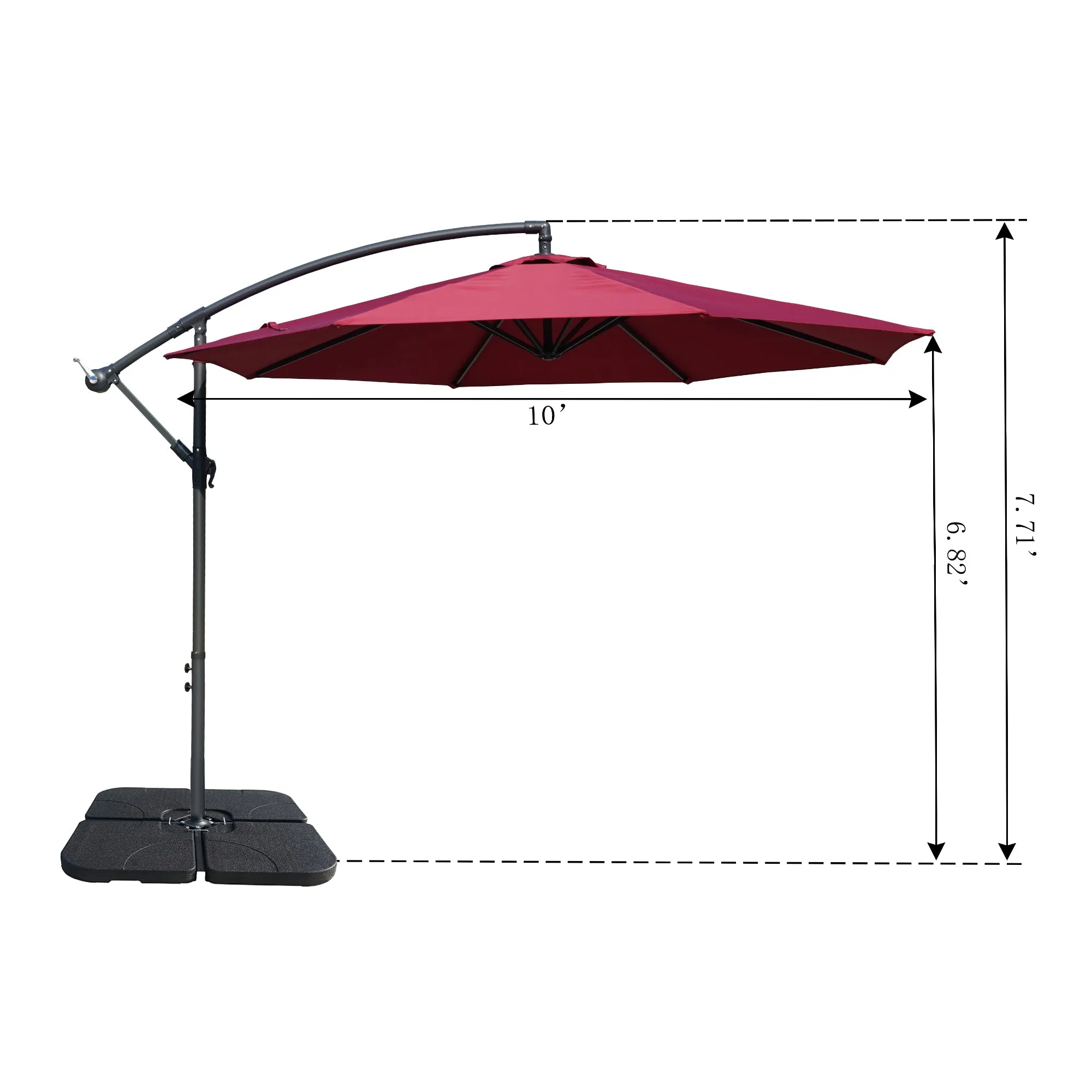 Kozyard 10' Large Outdoor Patio Umbrella with Base (Square 40"x40"), Offset Cantilever Hanging Market Style, Ideal for Balcony, Patio Table, Garden Terrace