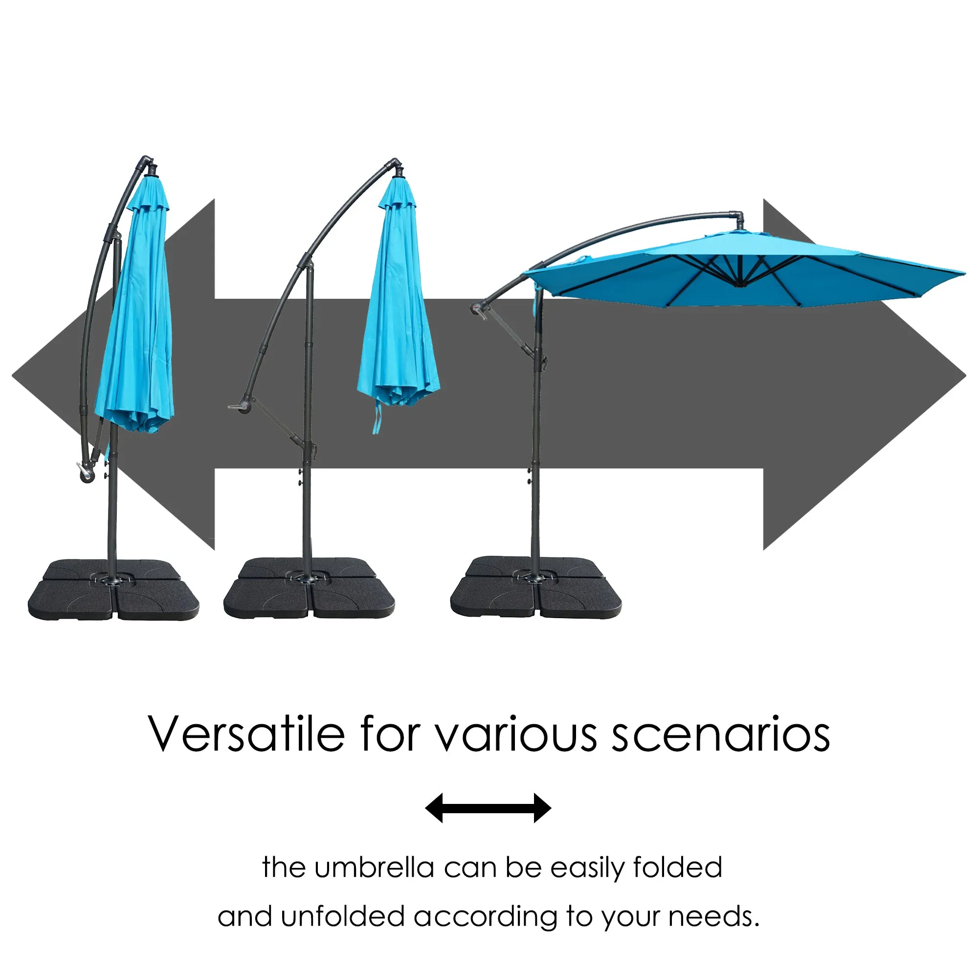 Kozyard 10' Large Outdoor Patio Umbrella with Base (Square 40"x40"), Offset Cantilever Hanging Market Style, Ideal for Balcony, Patio Table, Garden Terrace