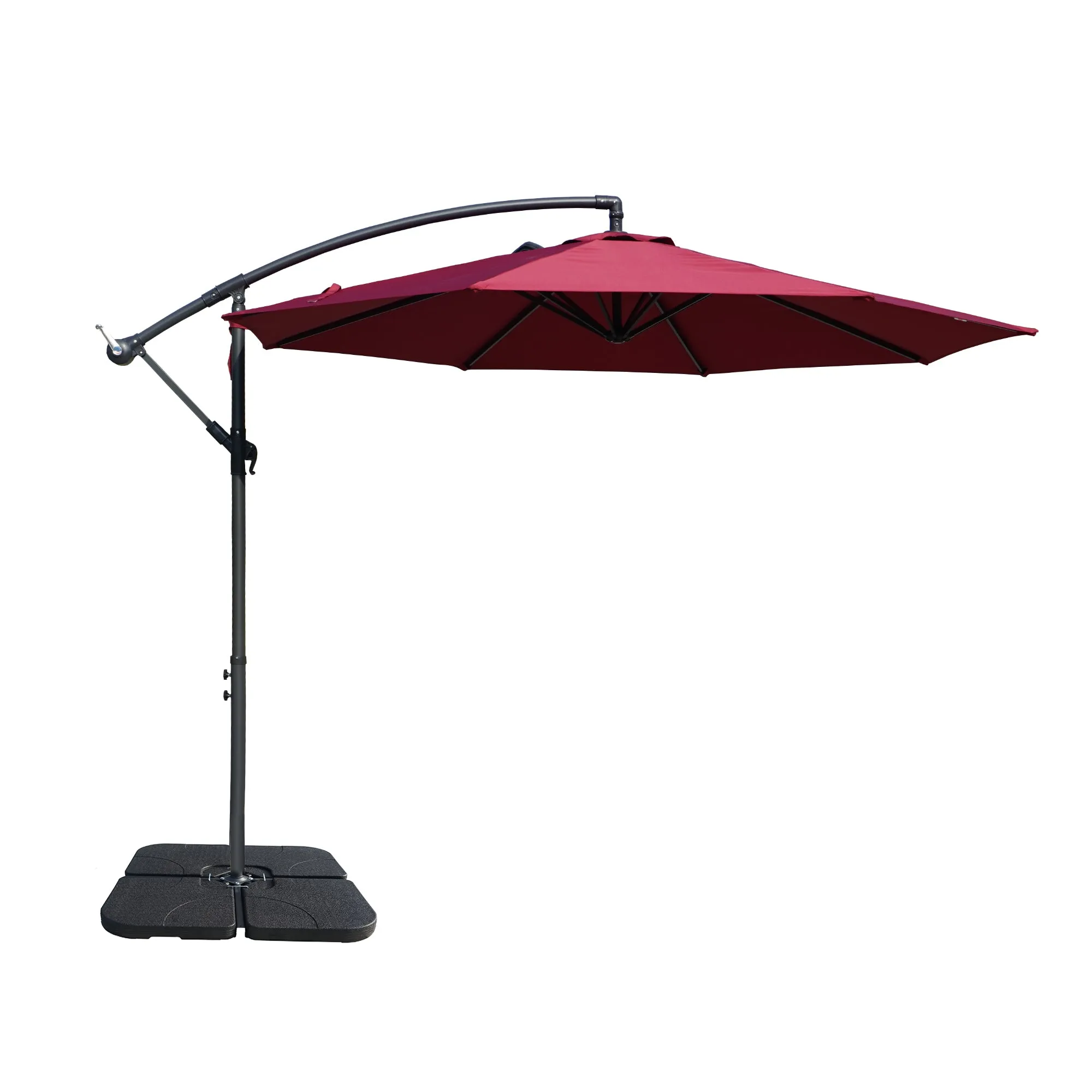 Kozyard 10' Large Outdoor Patio Umbrella with Base (Square 40"x40"), Offset Cantilever Hanging Market Style, Ideal for Balcony, Patio Table, Garden Terrace