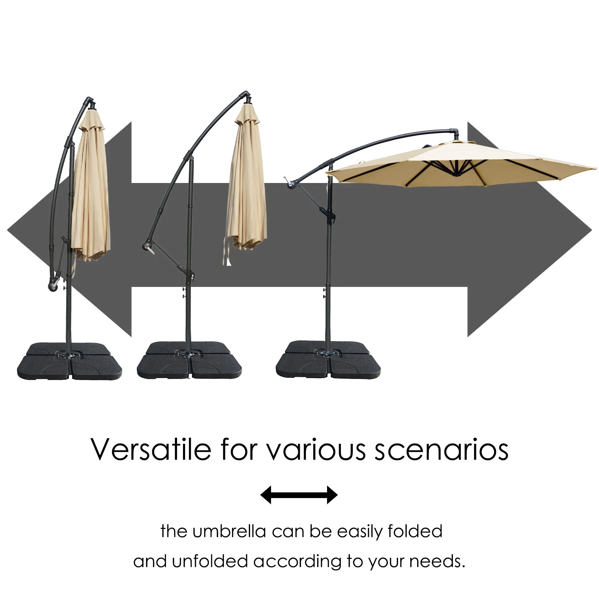 Kozyard 10' Large Outdoor Patio Umbrella with Base (Square 40"x40"), Offset Cantilever Hanging Market Style, Ideal for Balcony, Patio Table, Garden Terrace