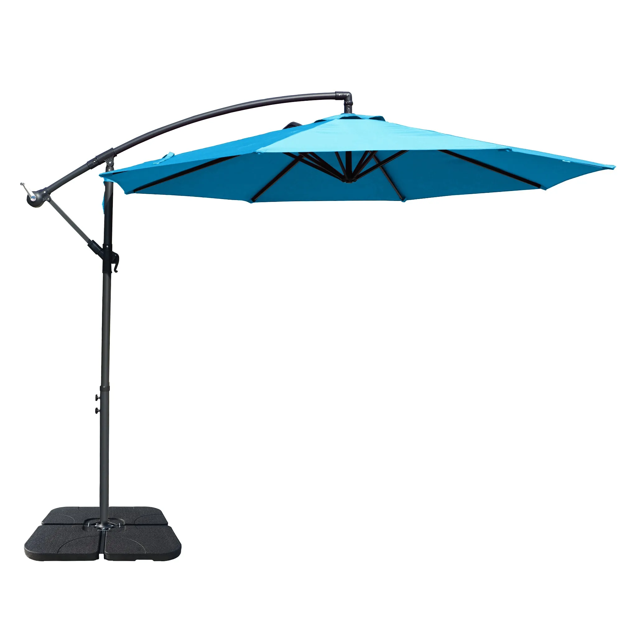 Kozyard 10' Large Outdoor Patio Umbrella with Base (Square 40"x40"), Offset Cantilever Hanging Market Style, Ideal for Balcony, Patio Table, Garden Terrace