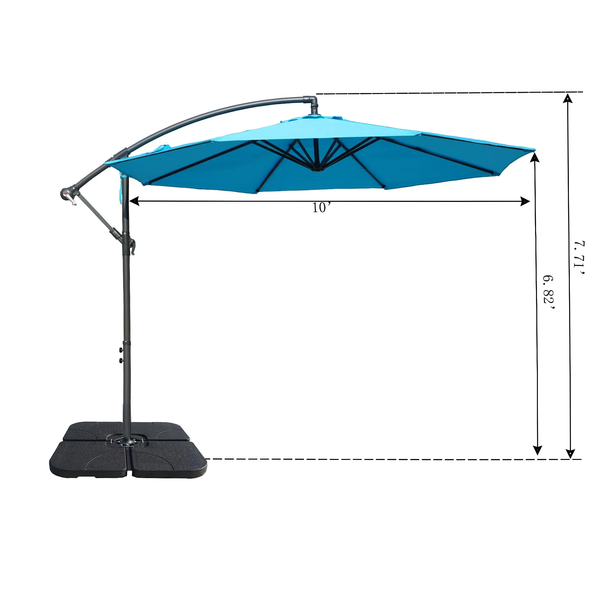 Kozyard 10' Large Outdoor Patio Umbrella with Base (Square 40"x40"), Offset Cantilever Hanging Market Style, Ideal for Balcony, Patio Table, Garden Terrace