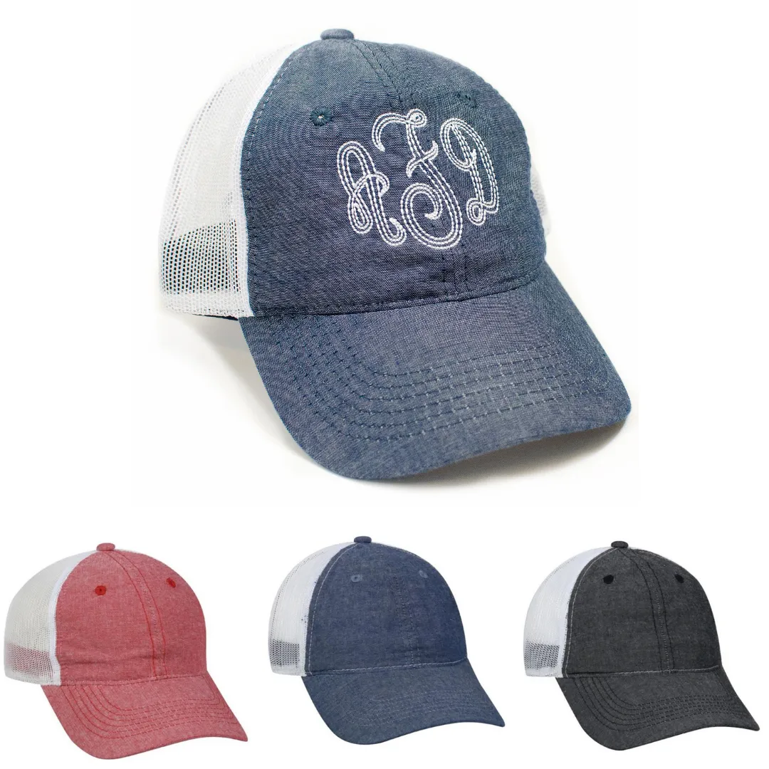 Ladies Mesh Back Chambray Trucker Hat - 3 Colors