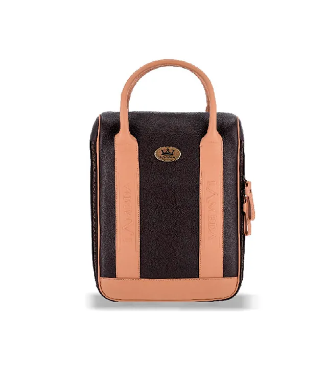 Lambda Sapri Brown & Beige Shoe Bag