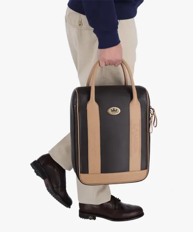 Lambda Sapri Brown & Beige Shoe Bag