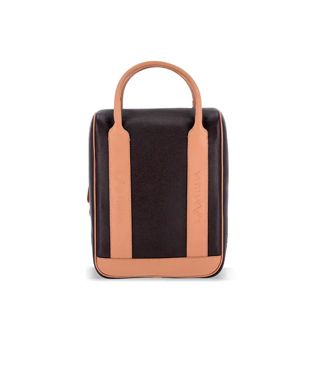 Lambda Sapri Brown & Beige Shoe Bag