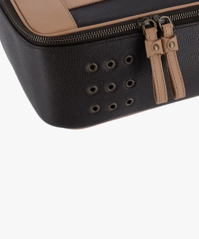 Lambda Sapri Brown & Beige Shoe Bag