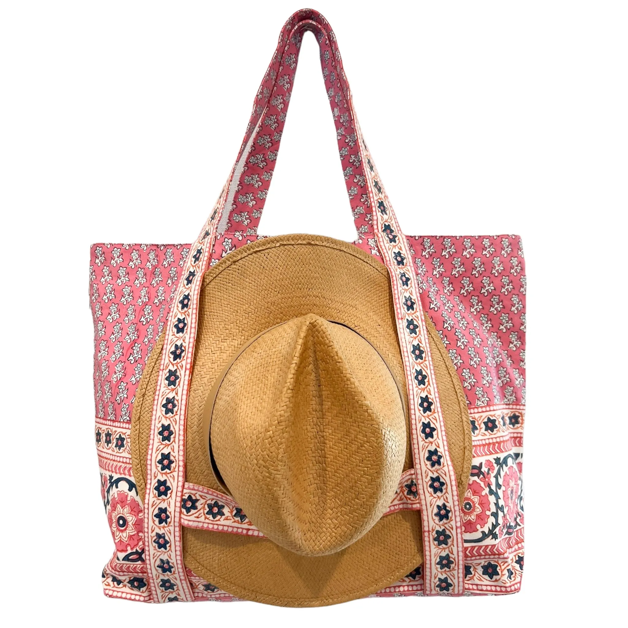 Large Beach Bag With Hat Holder