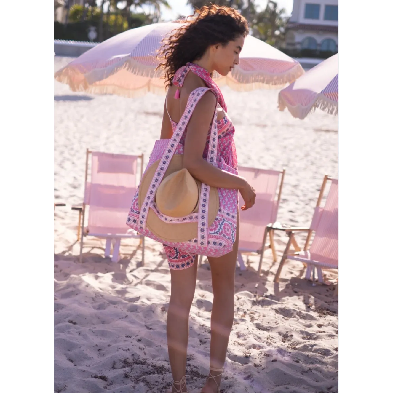 Large Beach Bag With Hat Holder